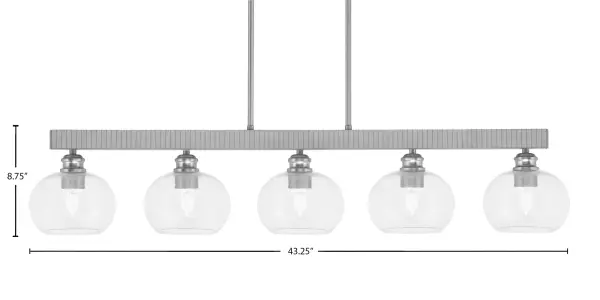 Edge 5-Light Bar in Brushed Nickel with Clear Bubble Glass - Image 2