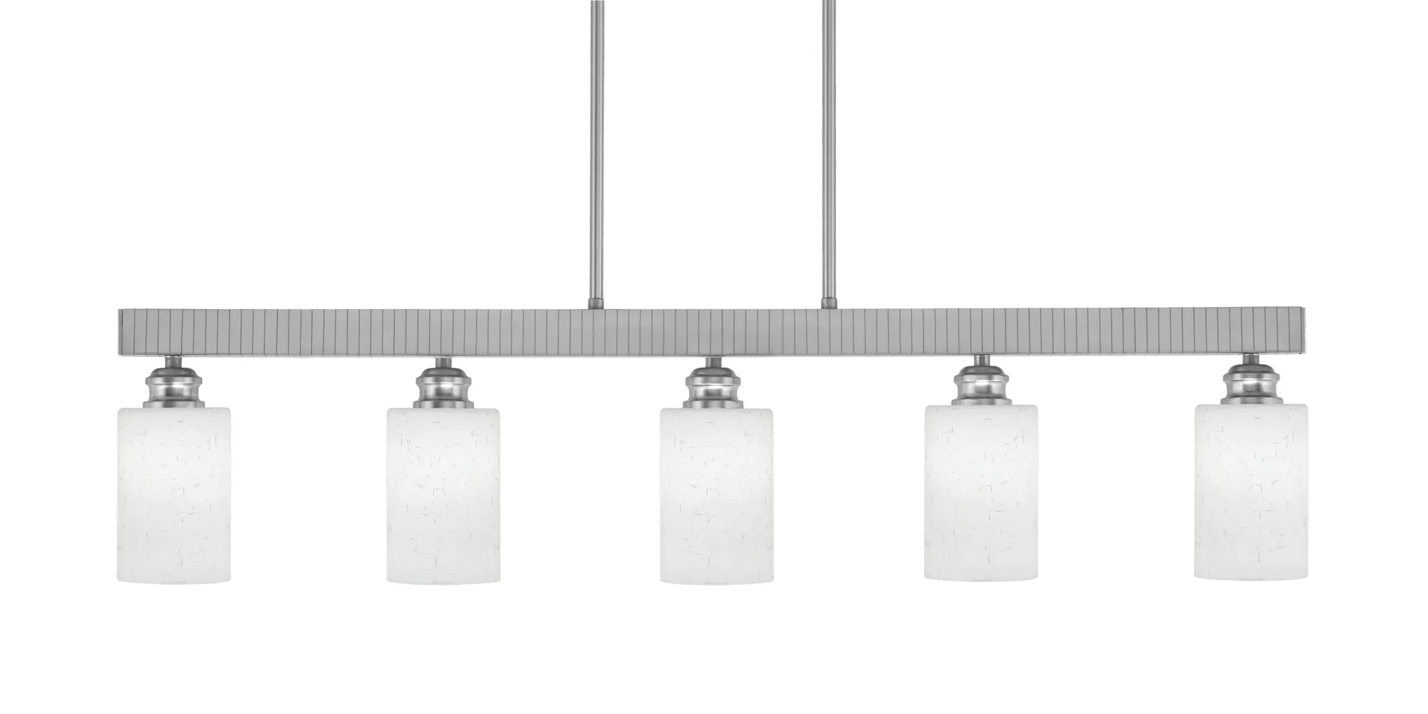 Edge 5-Light Island Bar in Brushed Nickel with White Muslin Glass
