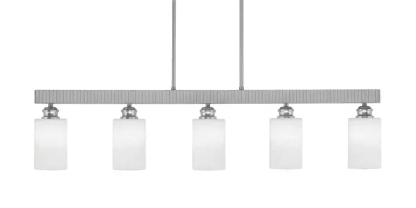 Edge 5-Light Island Bar in Brushed Nickel with White Muslin Glass - Image 1