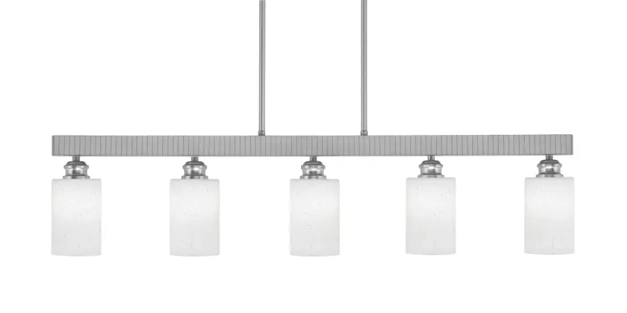 Edge 5-Light Island Bar in Brushed Nickel with White Muslin Glass - Image 1