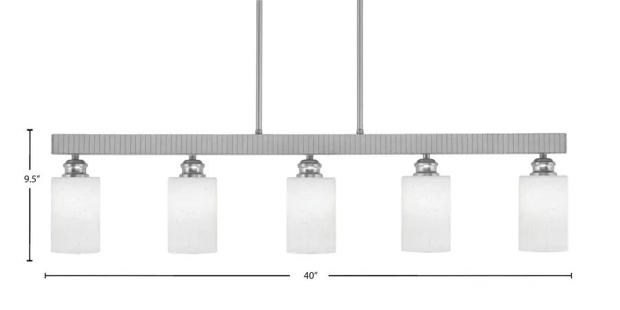 Edge 5-Light Island Bar in Brushed Nickel with White Muslin Glass - Image 2