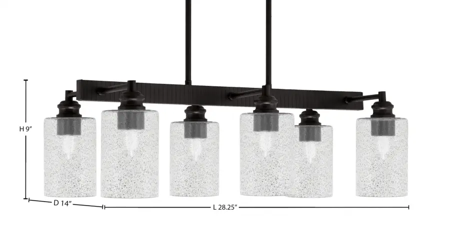 Edge 6-Light Island Bar in Espresso with Smoke Bubble Glass - Image 2