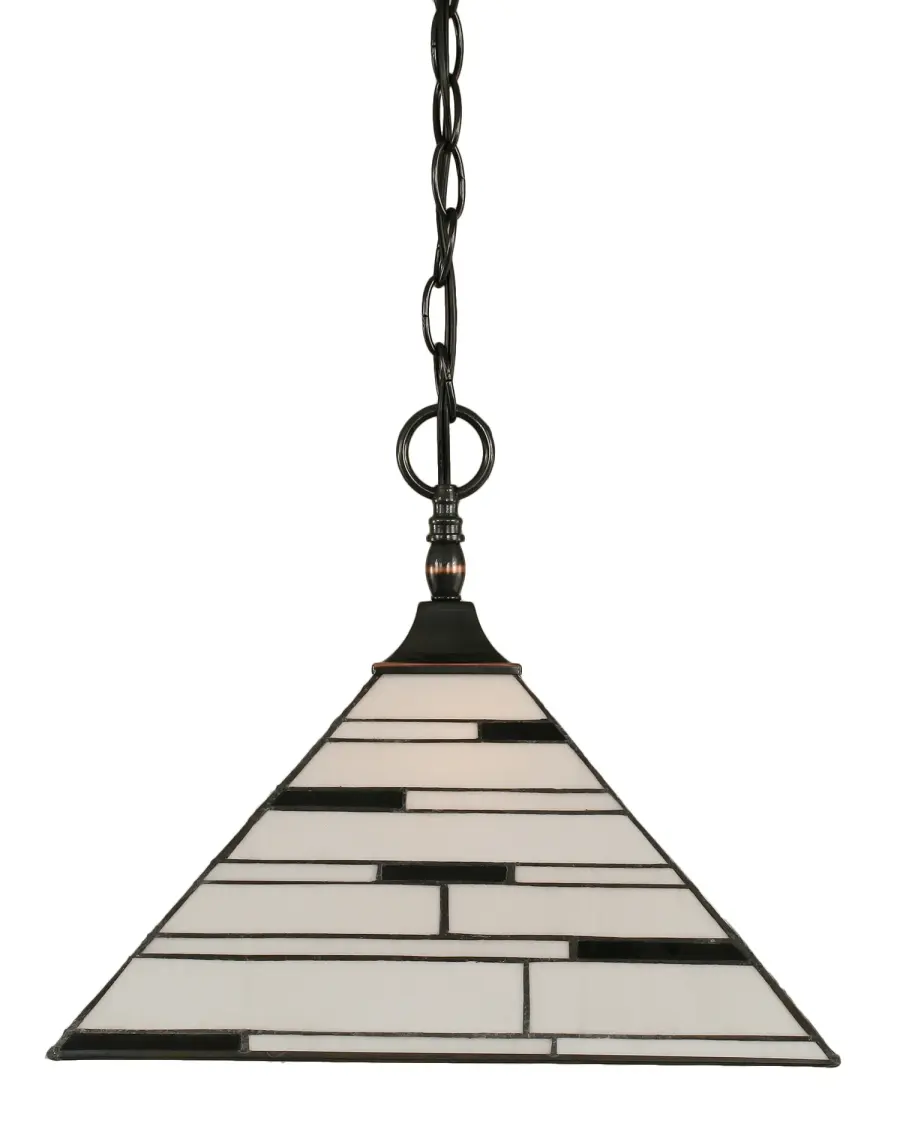 Toltec Lighting Chain Hung Pendant with Pearl Ebony Art Glass - Image 1