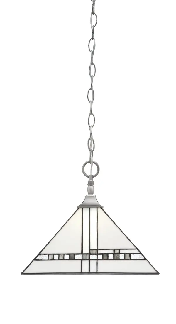 This stunning chain hung pendant combines Art Deco elegance with modern versatility. The 14-inch New Deco art glass shade paired with brushed nickel finish creates a sophisticated focal point perfect for dining areas and entryways.