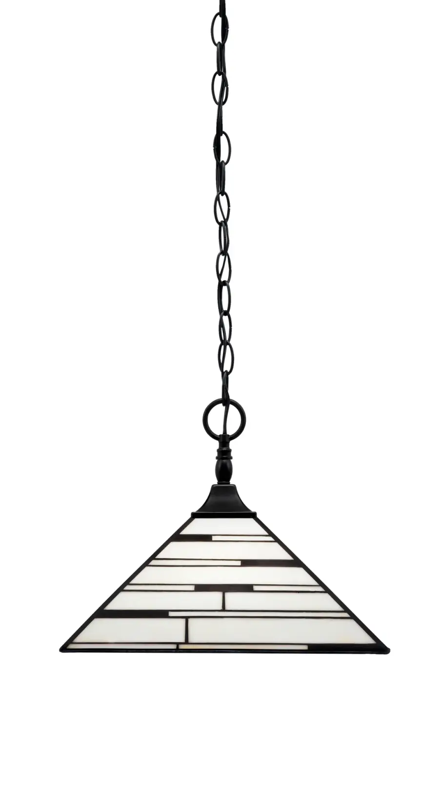 Toltec Lighting Chain Hung Pendant with Pearl Ebony Art Glass - Image 1