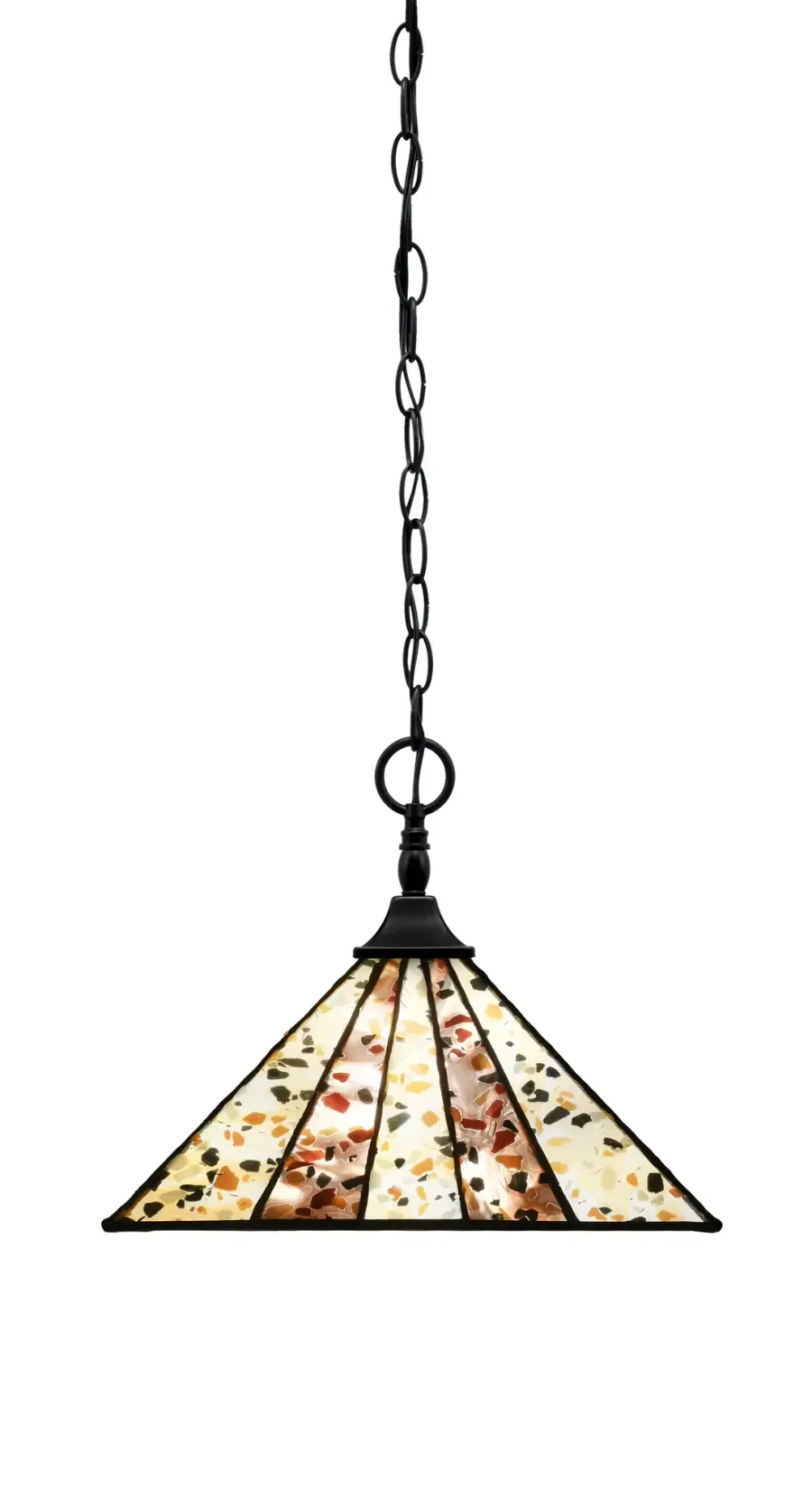Toltec Lighting Chain Hung Pendant with Fiesta Art Glass - Image 1