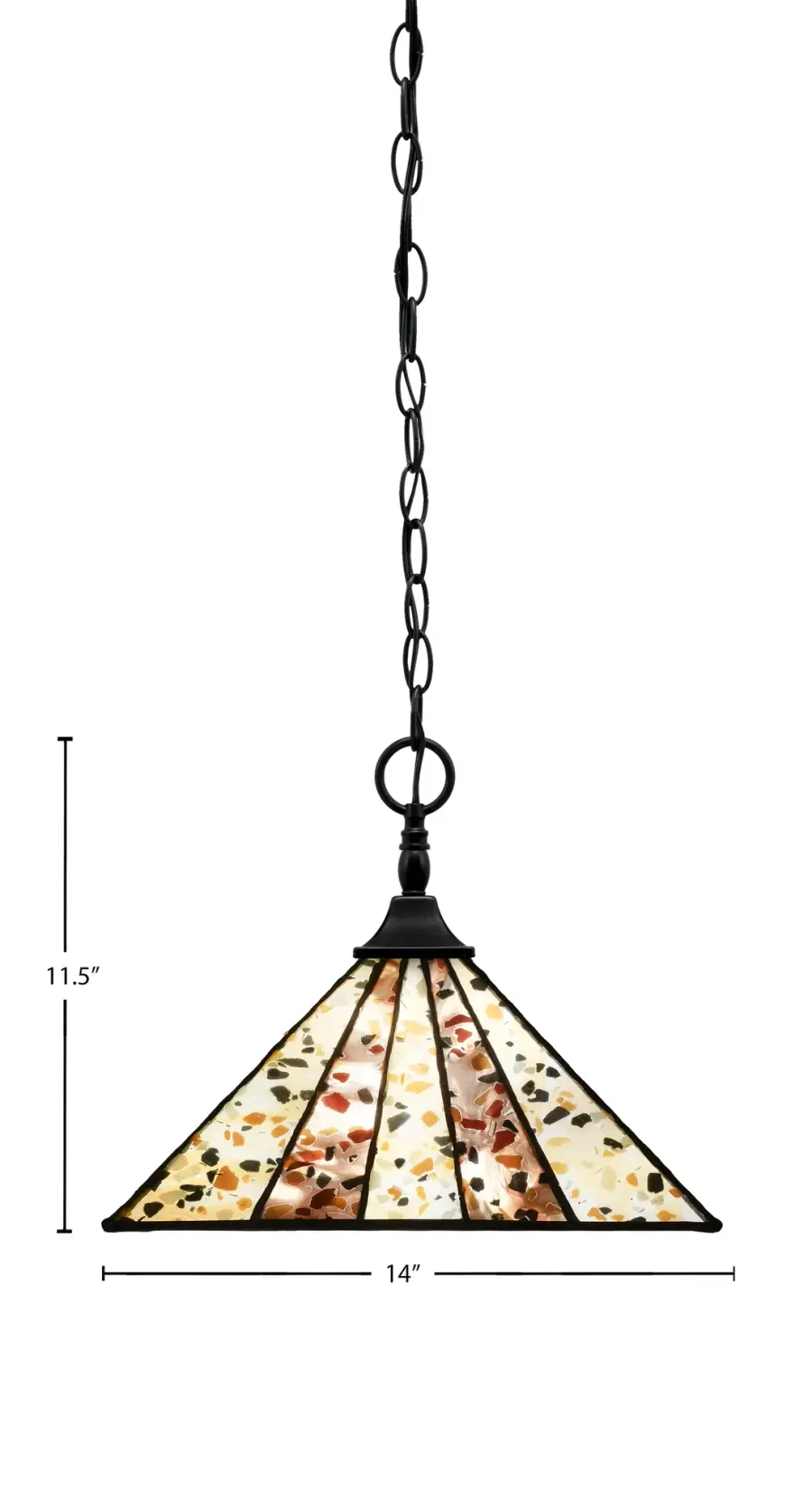 Toltec Lighting Chain Hung Pendant with Fiesta Art Glass - Image 2