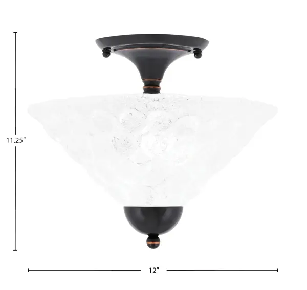 This compact semi-flush fixture combines artisanal Italian bubble glass with a rich black copper finish, creating sophisticated ambient lighting for smaller spaces. The 12-inch diameter makes it ideal for rooms with standard ceiling heights. - alternate view