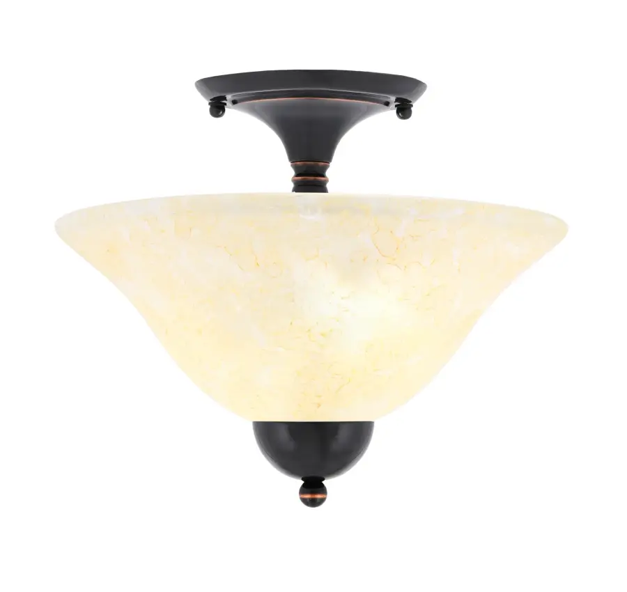 Toltec Lighting Semi-Flush Ceiling Light with Amber Marble Glass - Image 1