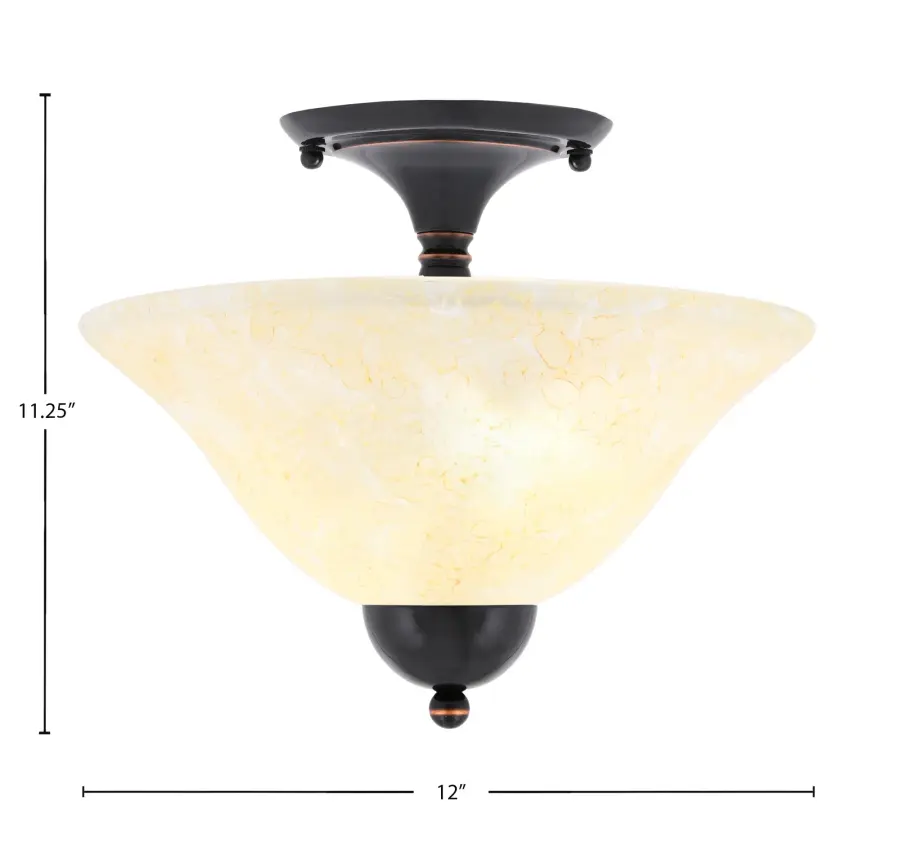 Toltec Lighting Semi-Flush Ceiling Light with Amber Marble Glass - Image 2
