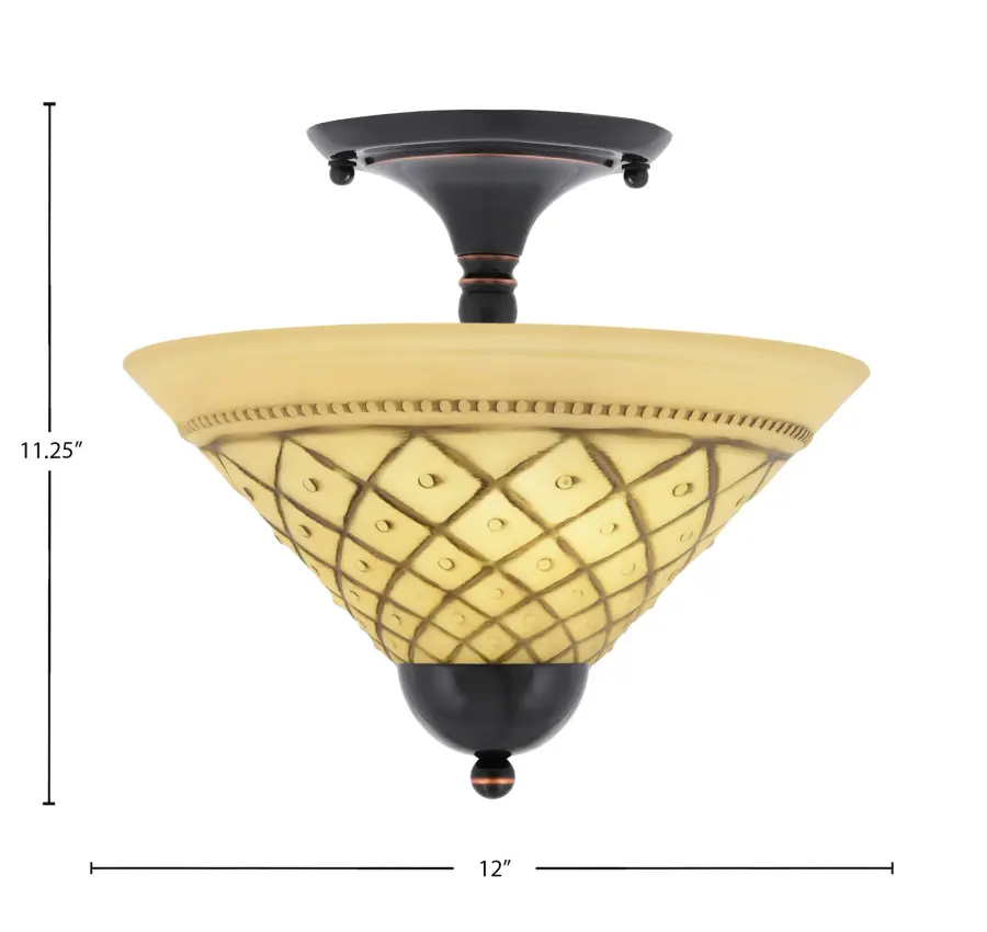 Toltec Lighting Semi-Flush Mount with Chocolate Icing Glass - Image 2