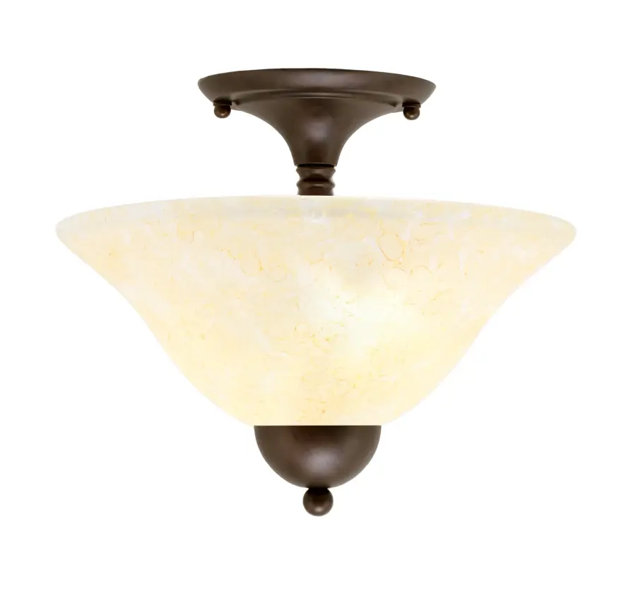Toltec Lighting Bronze Semi-Flush with Amber Marble Glass - Image 1