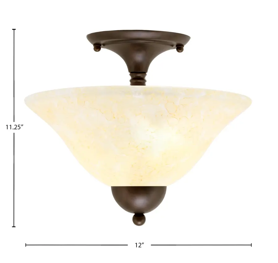 Toltec Lighting Bronze Semi-Flush with Amber Marble Glass - Image 2