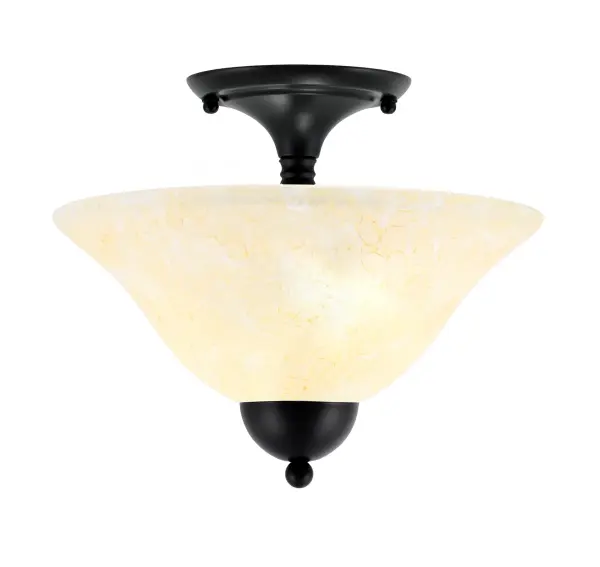 Toltec Lighting Semi-Flush Ceiling Light with Amber Marble Glass - Image 1