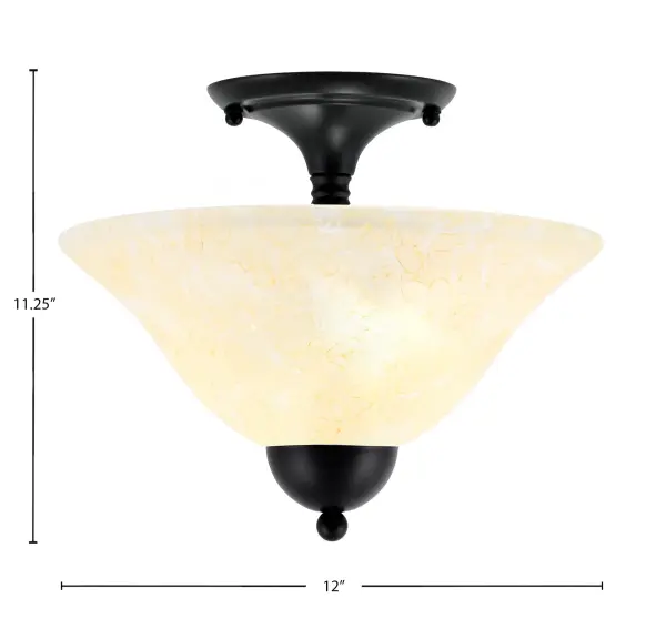 Toltec Lighting Semi-Flush Ceiling Light with Amber Marble Glass - Image 2