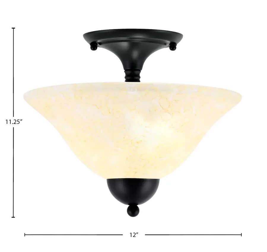 Toltec Lighting Semi-Flush Ceiling Light with Amber Marble Glass - Image 2