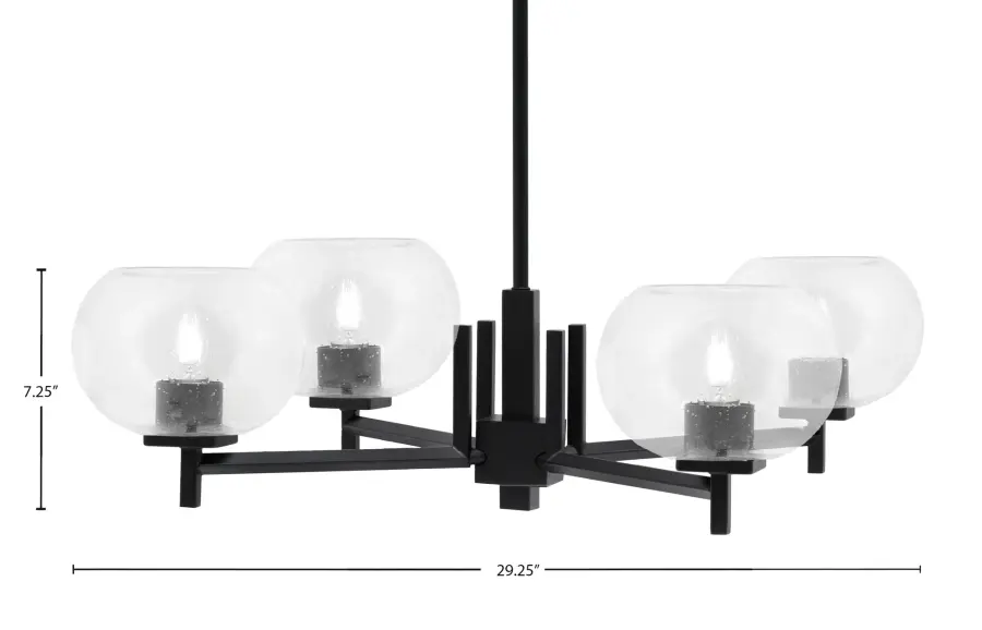 Franklin 4 Light Chandelier in Matte Black with Clear Bubble Glass - Image 2
