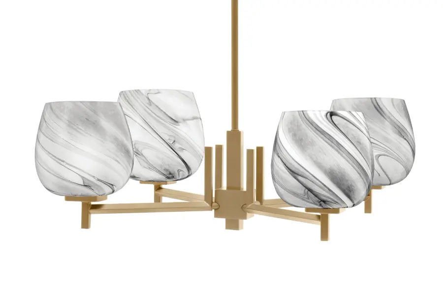 Franklin 4 Light Chandelier with Onyx Swirl Glass - Image 1