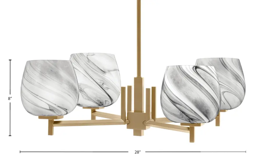 Franklin 4 Light Chandelier with Onyx Swirl Glass - Image 2