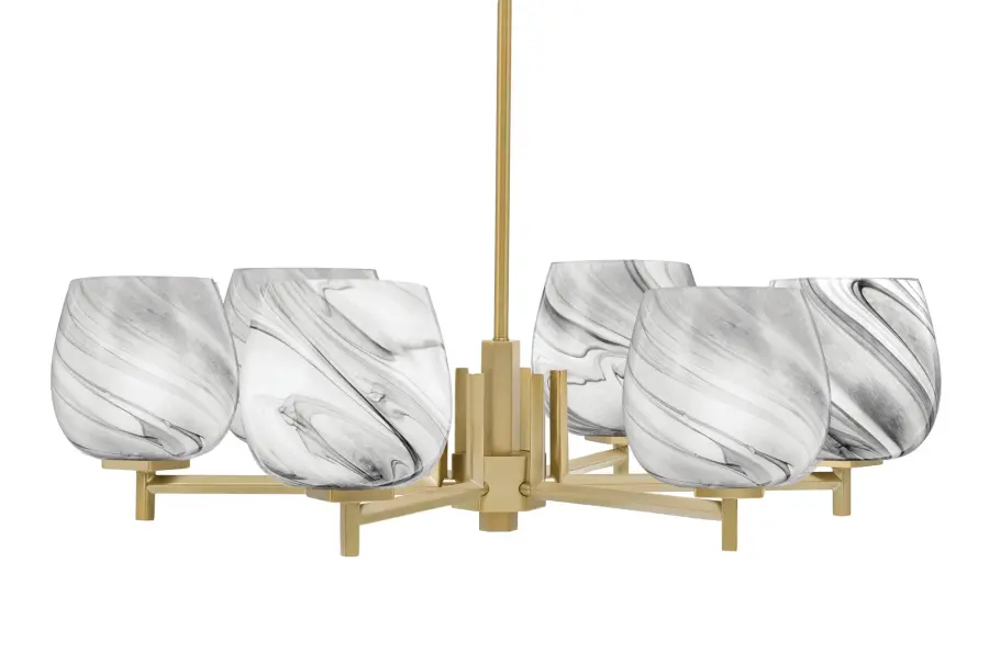 Franklin 6-Light Chandelier with Onyx Swirl Glass - Image 1