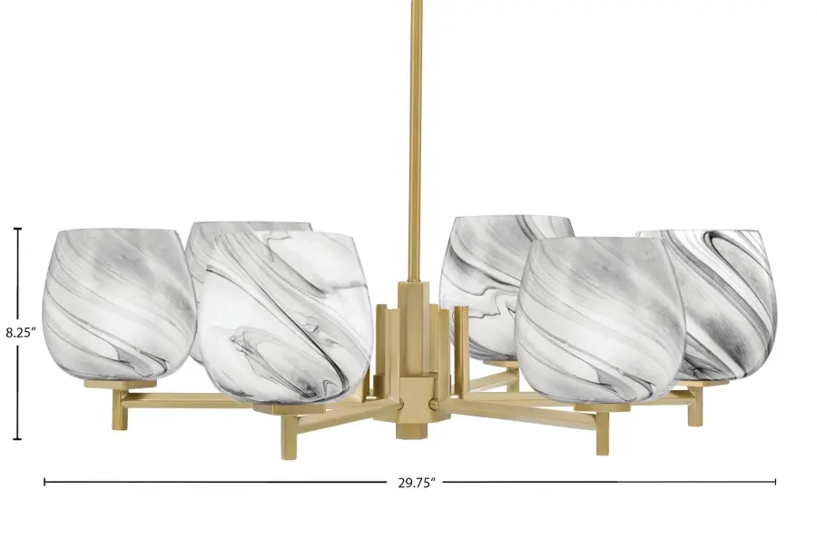 Franklin 6-Light Chandelier with Onyx Swirl Glass - Image 2