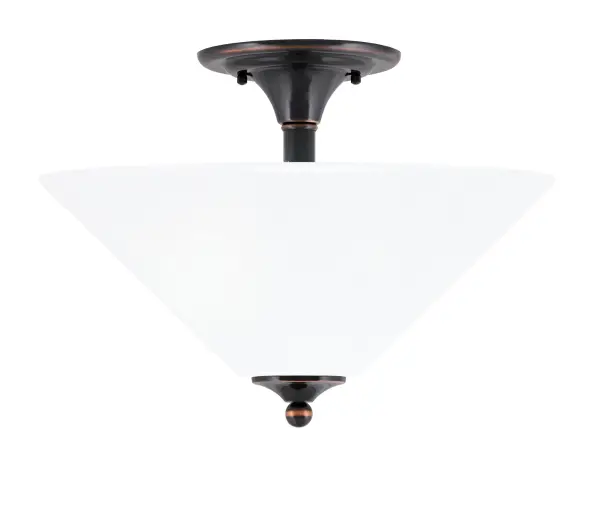 This 16" semi-flush mount combines timeless elegance with practical functionality. The Black Copper finish paired with White Marble Glass creates a soft, diffused glow perfect for intimate spaces with standard ceiling heights.