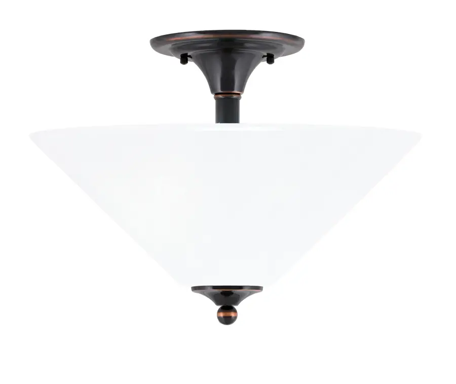 Toltec Lighting Black Copper Semi-Flush with White Marble Glass - Image 1