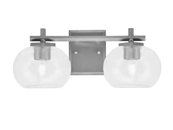 Franklin 2 Light Bath Bar in Graphite with Clear Bubble Glass - Image 1