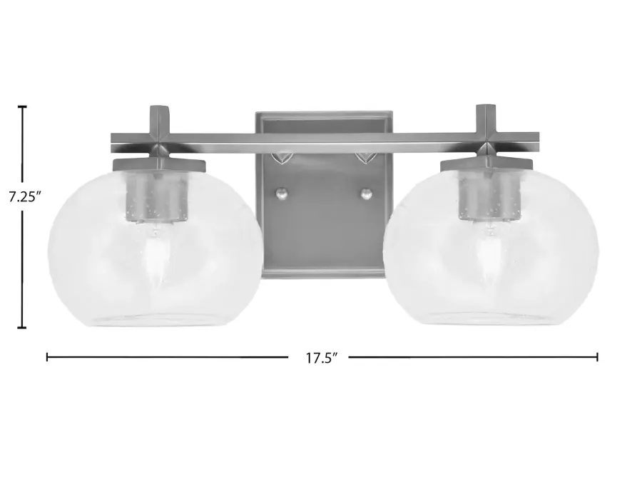 Franklin 2 Light Bath Bar in Graphite with Clear Bubble Glass - Image 2