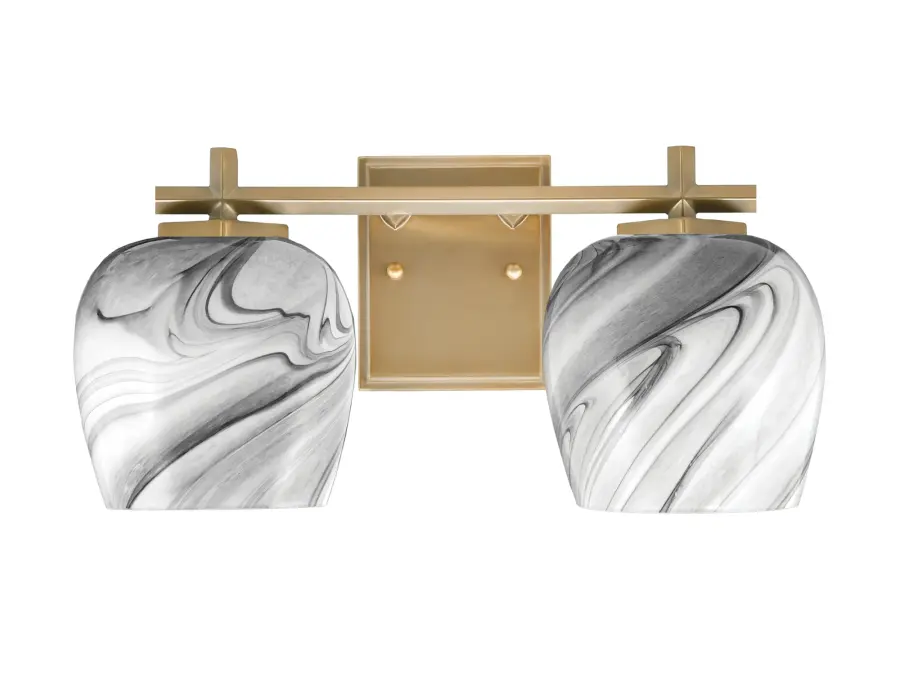 Franklin 2-Light Bath Bar in New Age Brass with Onyx Swirl Glass - Image 1