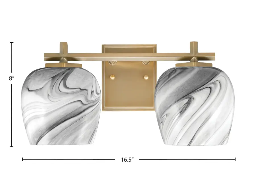 Franklin 2-Light Bath Bar in New Age Brass with Onyx Swirl Glass - Image 2