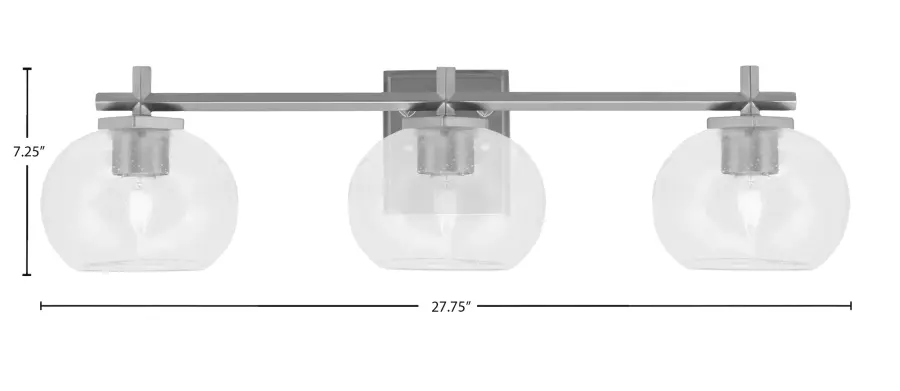 Franklin 3-Light Bath Bar with Clear Bubble Glass - Image 2