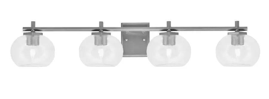 Franklin 4-Light Bath Bar in Graphite with Clear Bubble Glass - Image 1