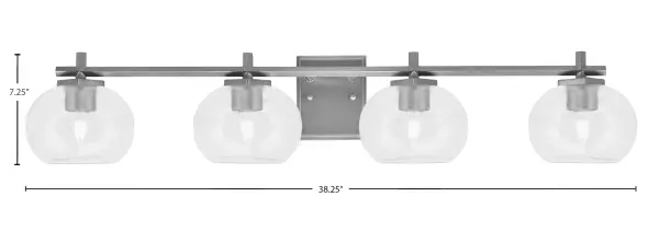The Franklin 4-Light Bath Bar combines industrial sophistication with practical functionality. Its Graphite finish and textured Clear Bubble Glass shades create visual interest while delivering bright, even lighting perfect for grooming tasks. - alternate view