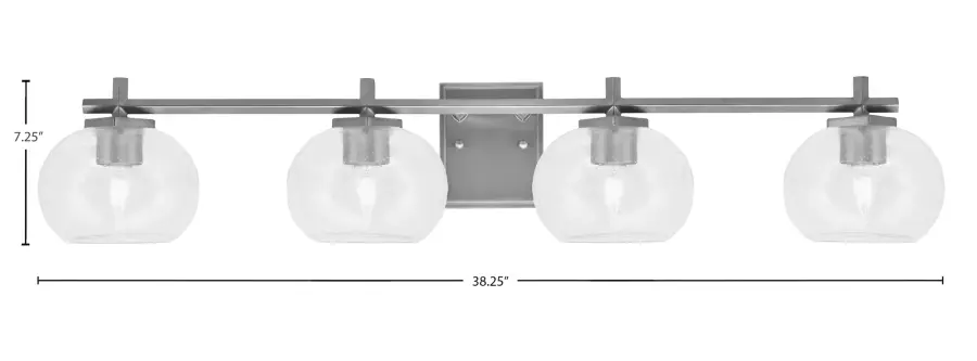 Franklin 4-Light Bath Bar in Graphite with Clear Bubble Glass - Image 2