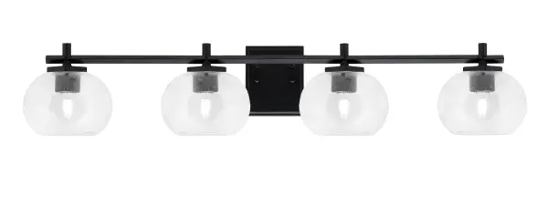 Franklin 4 Light Bath Bar in Matte Black with Clear Bubble Glass - Image 1