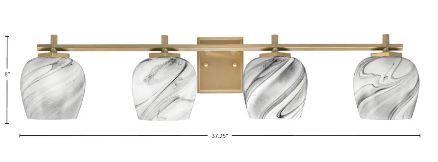 Franklin 4-Light Bath Bar in New Age Brass with Onyx Swirl Glass - Image 2