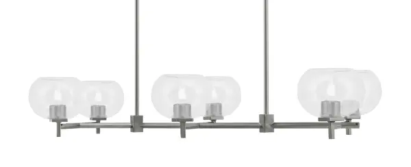 Franklin 6-Light Island Light in Graphite with Clear Bubble Glass - Image 1