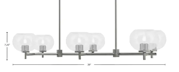 Franklin 6-Light Island Light in Graphite with Clear Bubble Glass - Image 2