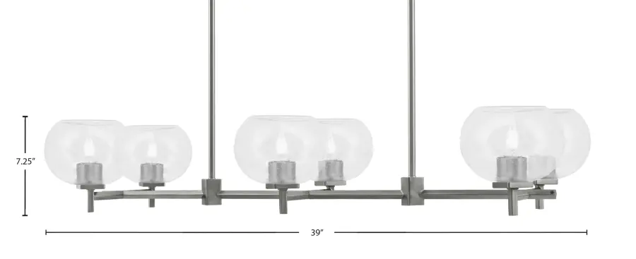 Franklin 6-Light Island Light in Graphite with Clear Bubble Glass - Image 2
