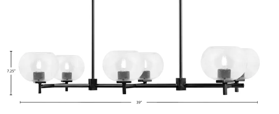 Franklin 6-Light Island Light in Matte Black with Clear Bubble Glass - Image 2