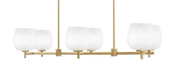 Franklin 6-Light Island Light in New Age Brass with White Marble Glass - Image 1