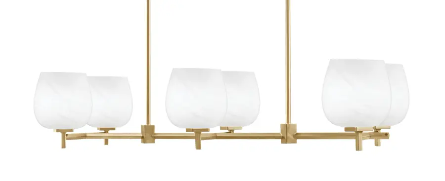 Franklin 6-Light Island Light in New Age Brass with White Marble Glass - Image 1