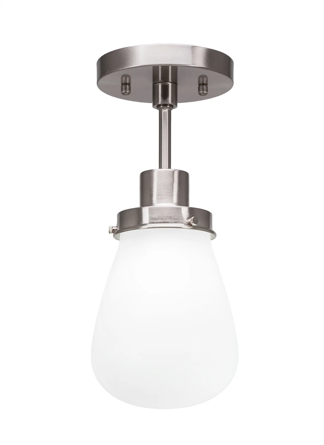 Meridian 1 Light Semi-Flush Shown In Brushed Nickel Finish With 5" White Glass