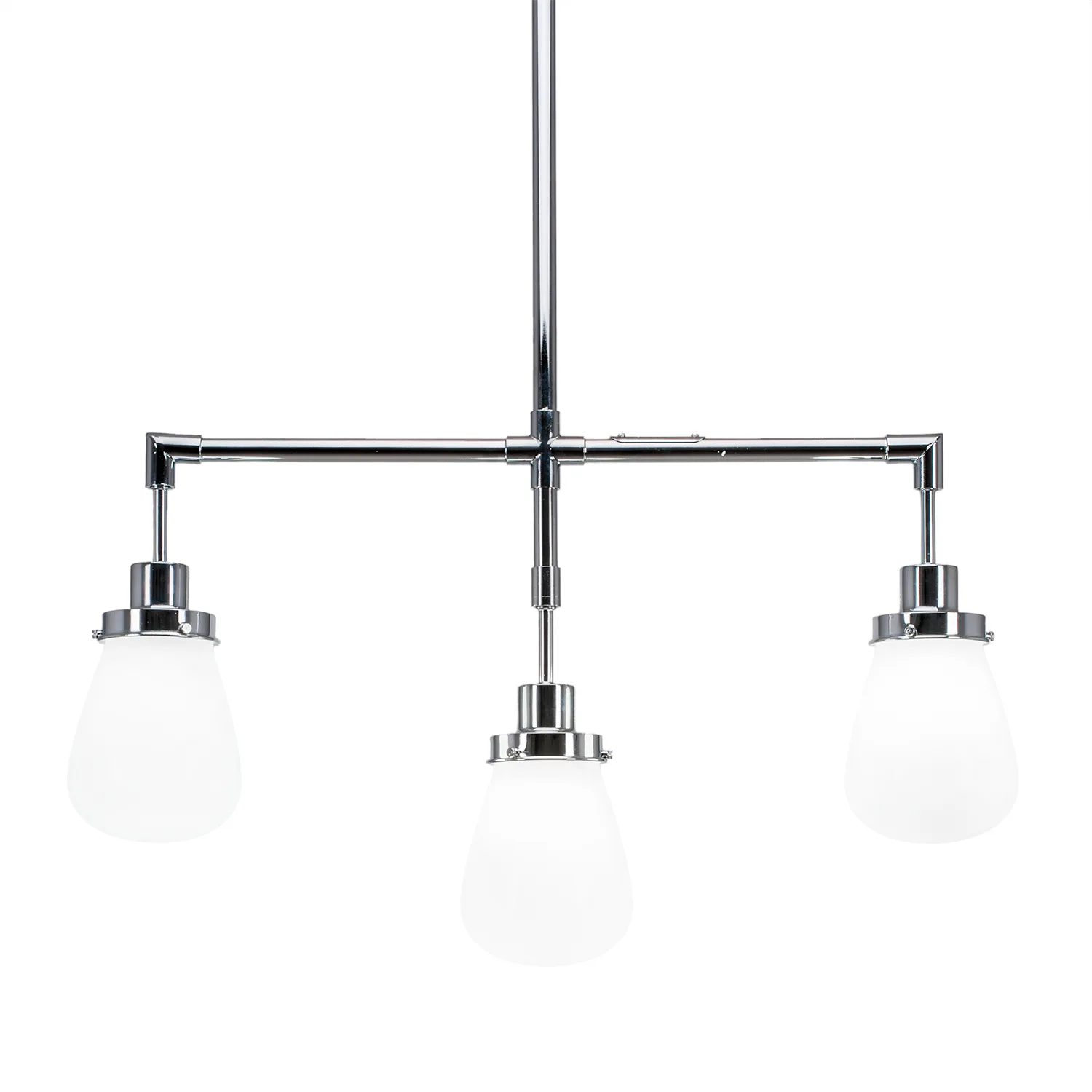 Meridian 3 Light Bar Shown In Chrome Finish With 5” White Glass