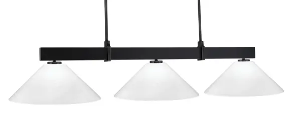 Wellington 3-Light Island Pendant in Matte Black with White Marble Glass - Image 1