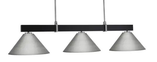 The Wellington 3-Light Bar combines industrial aesthetics with practical design. Its matte black and graphite finish with cone metal shades creates a bold statement over kitchen islands or dining tables.