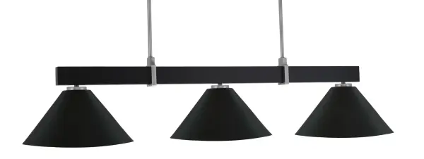 The Wellington 3-Light Bar combines industrial style with modern functionality. Its matte black and graphite finish with cone metal shades creates dramatic task lighting ideal for kitchen islands and dining areas.