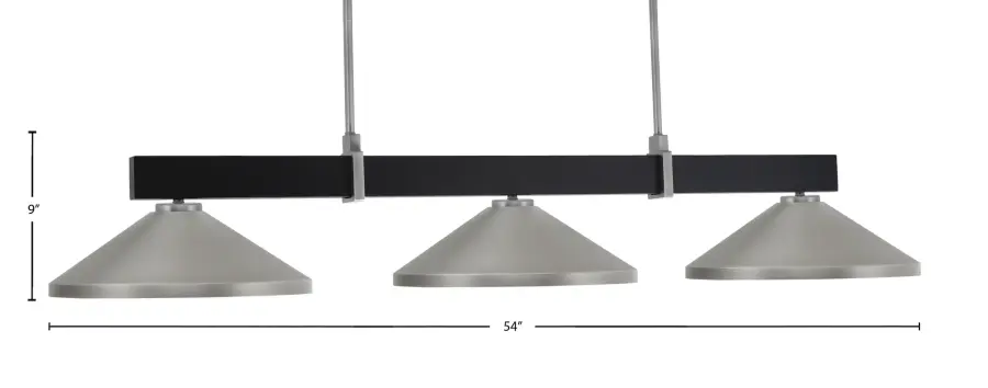 Wellington 3-Light Island Pendant in Matte Black & Graphite - Image 2