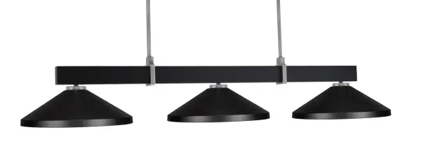 The Wellington 3-Light Bar combines industrial style with modern sophistication. Its matte black and graphite finish with cone metal shades creates dramatic task lighting over islands and tables while adding architectural interest.